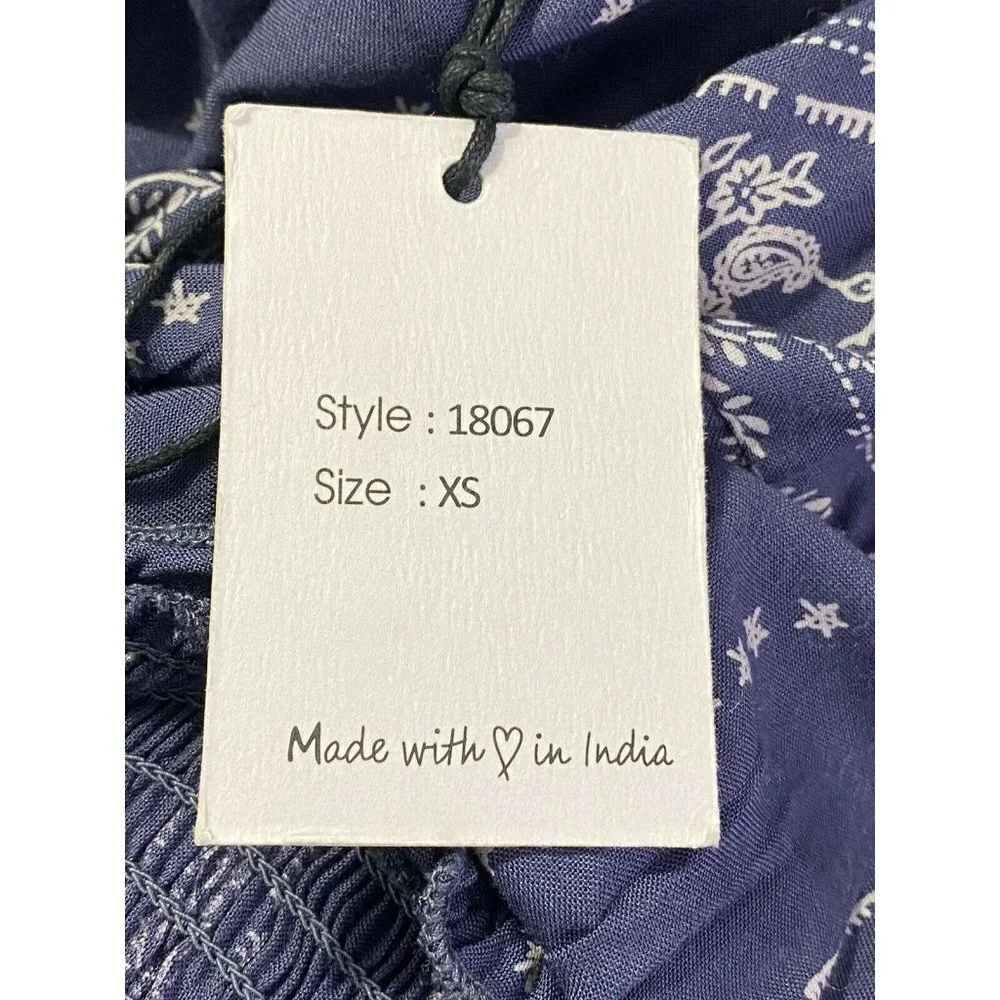Japna Wide Leg Romper Women's Blue Flare‎ Strapless Smocked Jumpsuit SZ XS